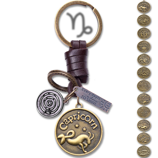 AuPra Capricorn Keyring – Amber Star Sign - Zodiac Keychain Gift