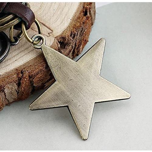 Star Keychain Charm – Handmade Vintage Leather – Wish Symbol Gift Keyring-AuPra