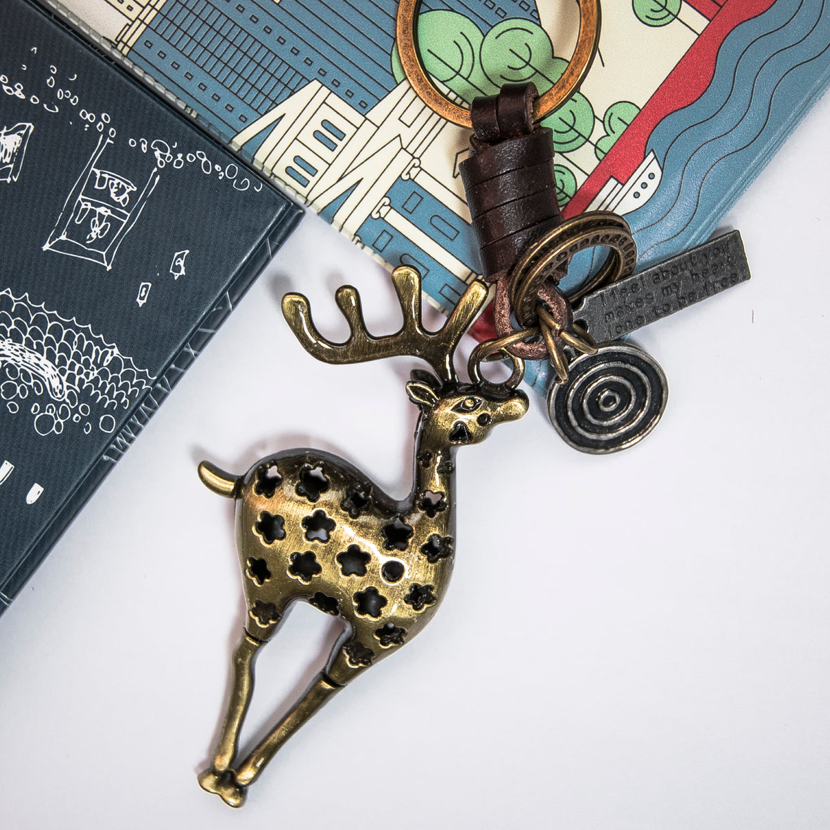 AuPra 3D Deer Keyring – Woodland Animal Gift