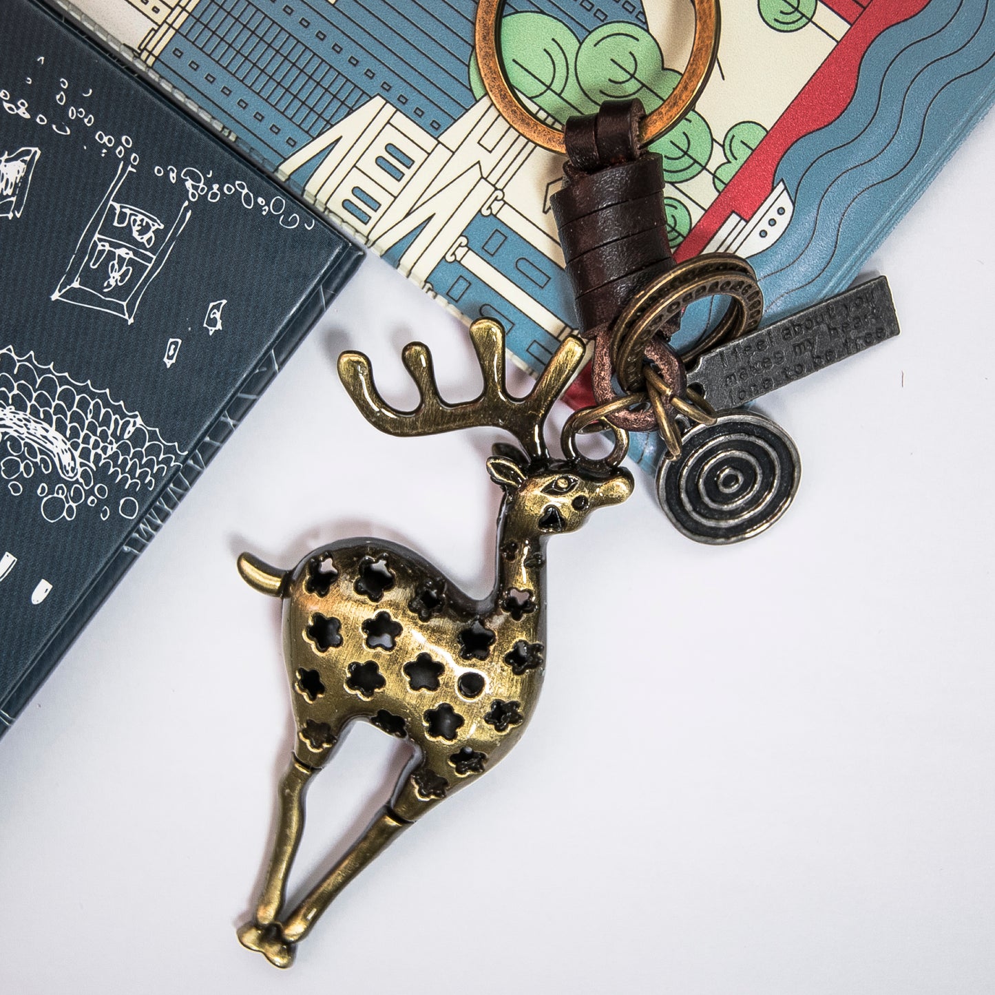 AuPra 3D Deer Keyring – Woodland Animal Gift