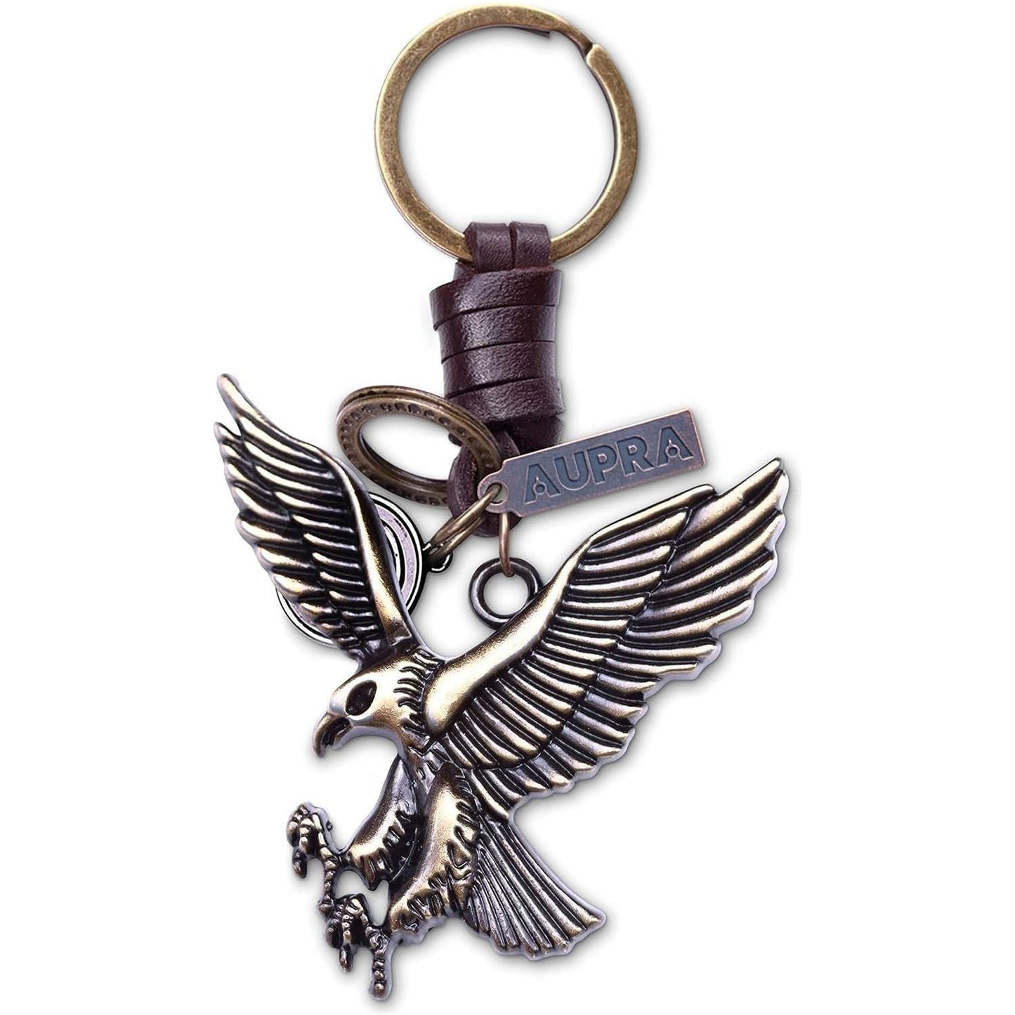 Eagle Keychain Charm – Handmade Vintage Leather – Bird Gift Keyring-AuPra