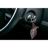 Leaf Keychain Charm – Handmade Vintage Leather – Botanical Gift Keyring-AuPra