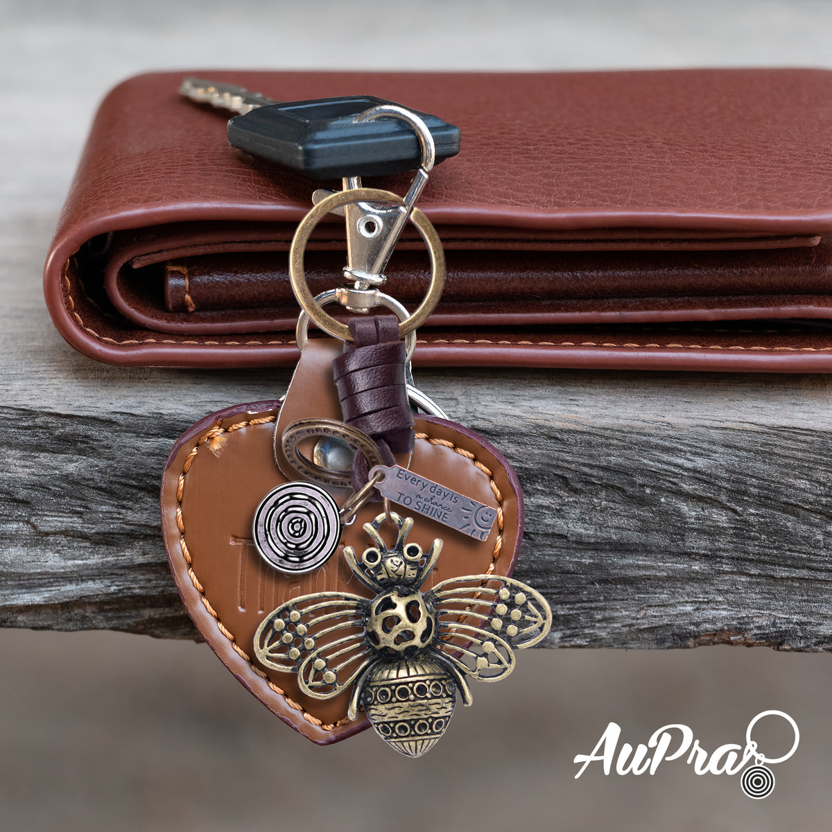 AuPra 3D Bumble Bee Keyring – Lucky Gift Charm