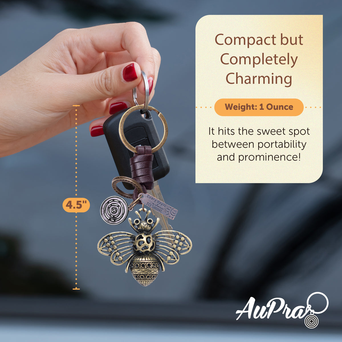 AuPra 3D Bumble Bee Keyring – Lucky Gift Charm