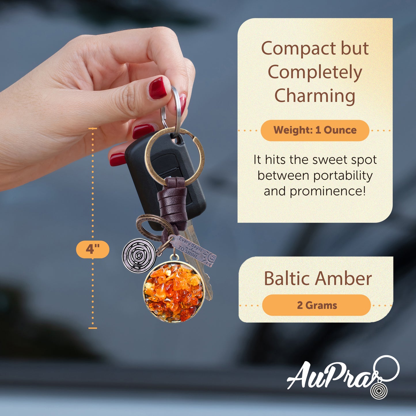AuPra Scorpion Keyring – Amber Star Sign - Zodiac Keychain Gift