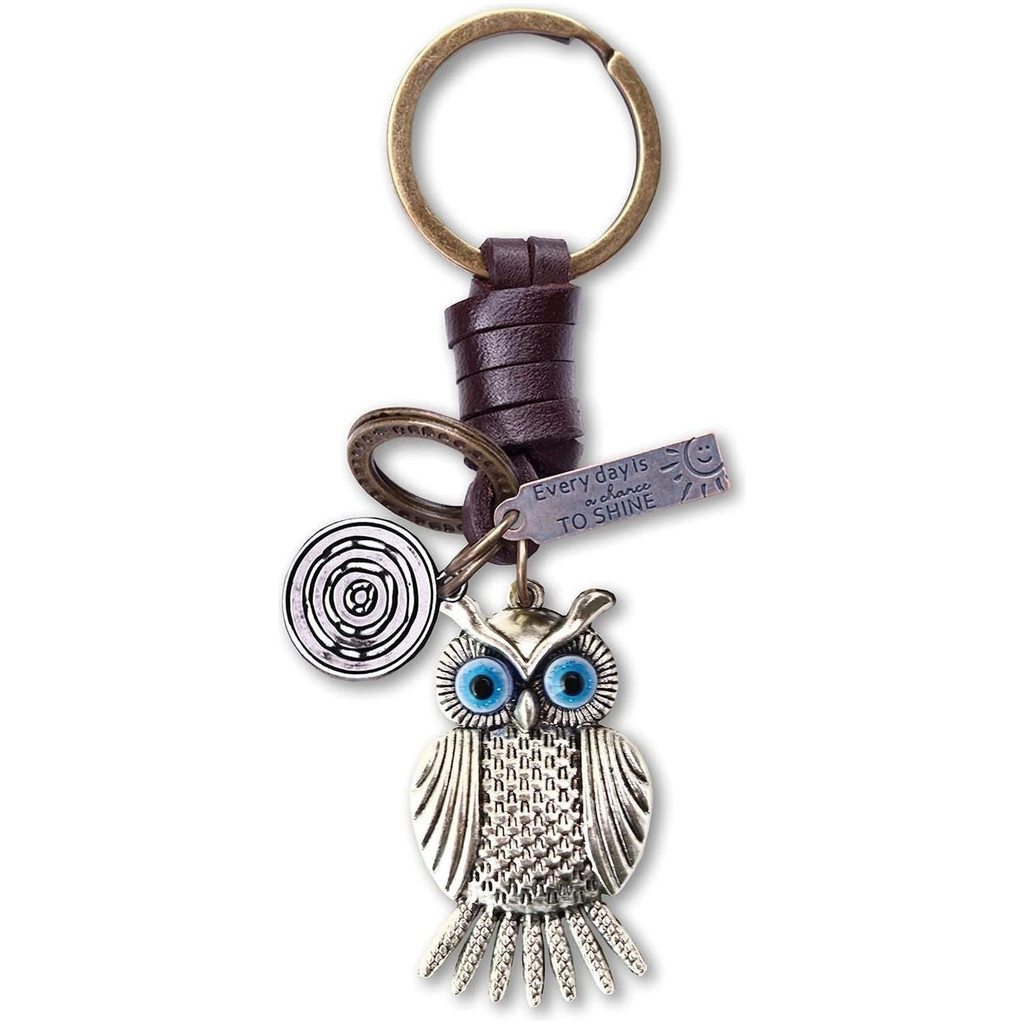 Owl Keychain Charm – Handmade Vintage Leather – Bird Gift Keyring-AuPra
