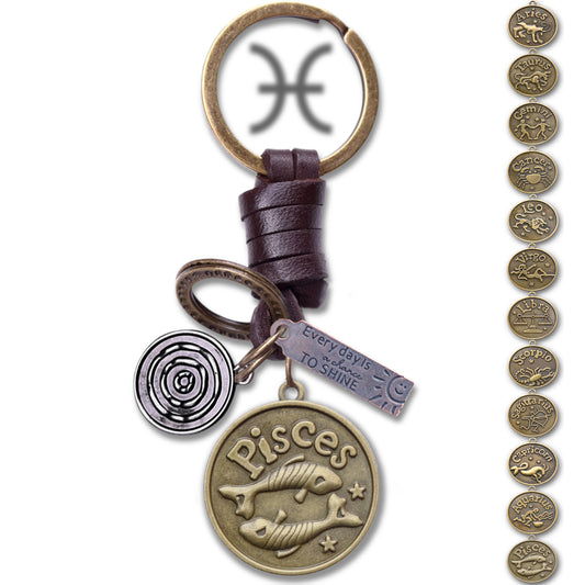 AuPra Pisces Keyring – Amber Star Sign - Zodiac Keychain Gift