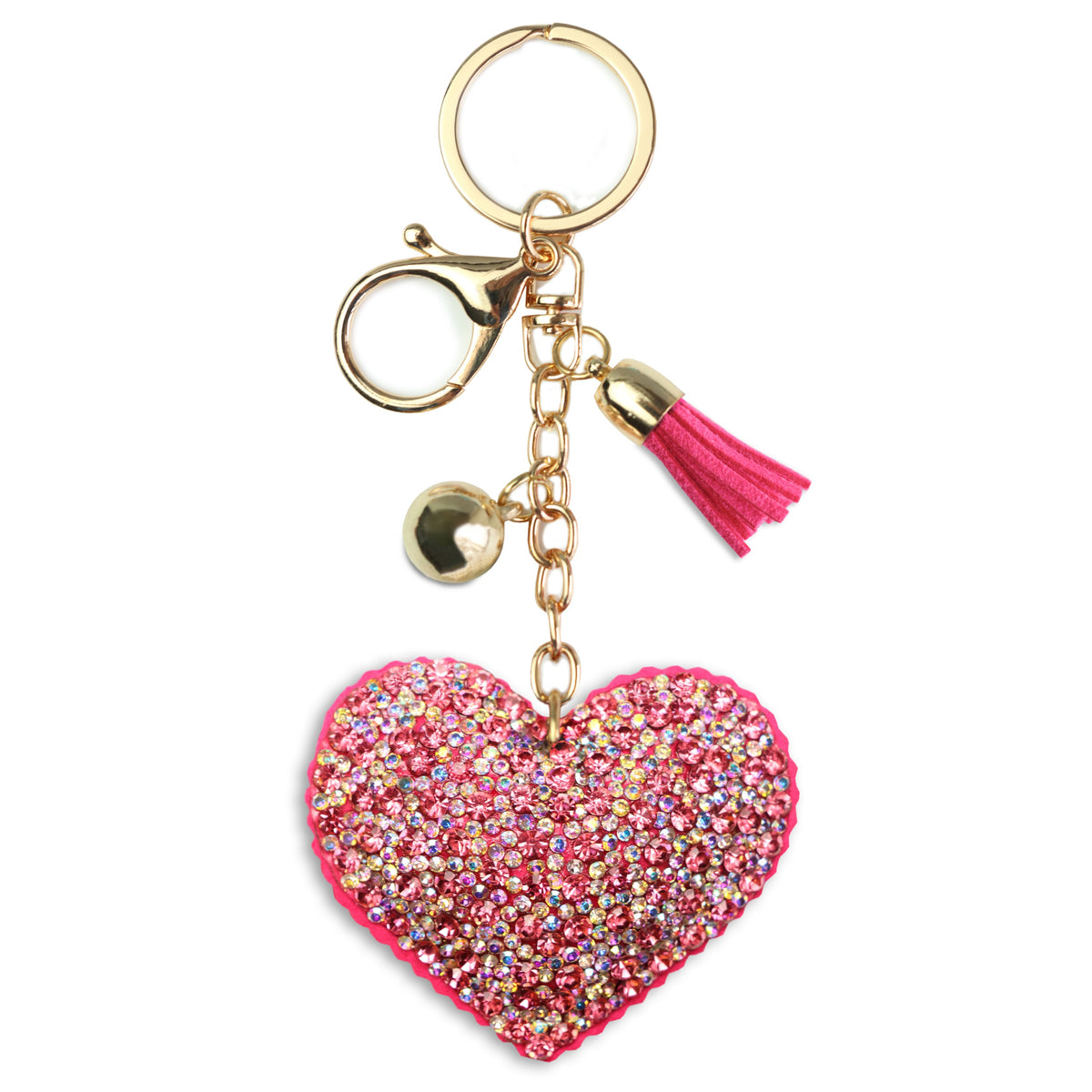 AuPra Crystal Heart Keyring – Pink Sparkle Charm – Valentine Keychain Gift