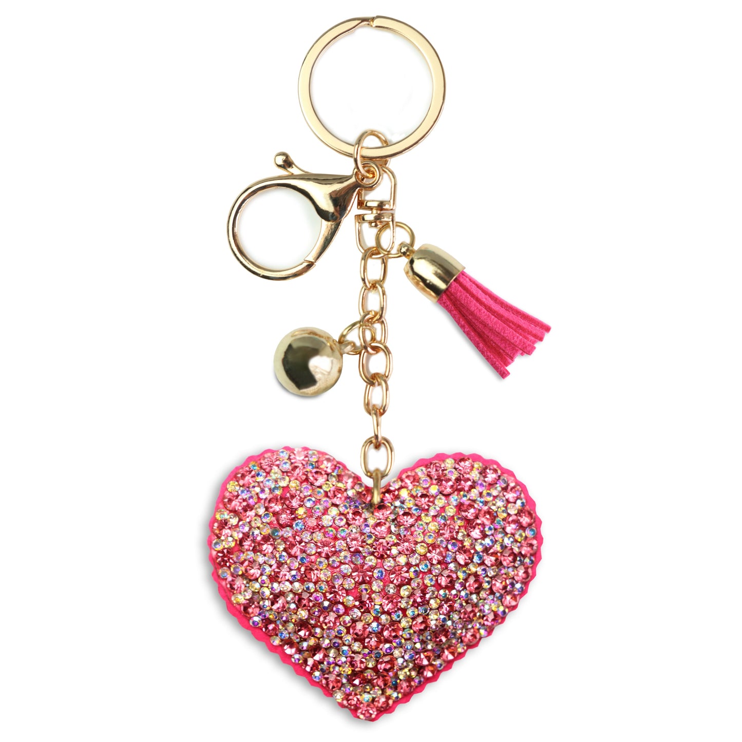 AuPra Crystal Heart Keyring – Pink Sparkle Charm – Valentine Keychain Gift