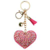 AuPra Crystal Heart Keyring – Pink Sparkle Charm – Valentine Keychain Gift