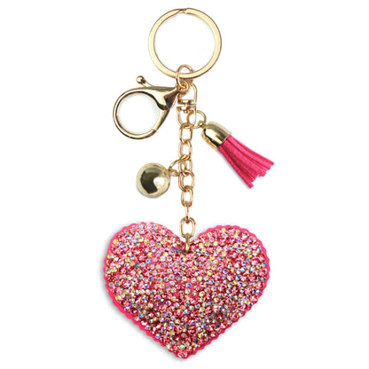 AuPra Crystal Heart Keyring – Pink Sparkle Charm – Valentine Keychain Gift