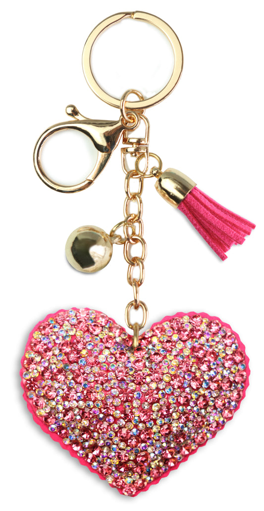 AuPra Crystal Heart Keyring – Pink Sparkle Charm – Valentine Keychain Gift