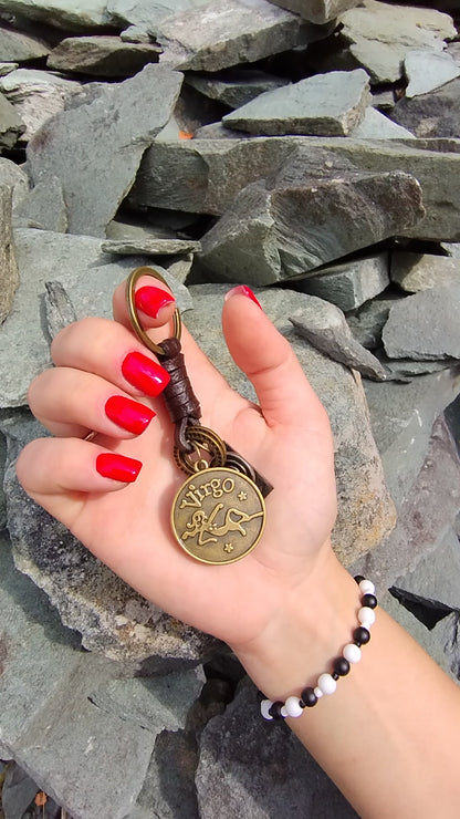 AuPra Virgo Keyring – Amber Star Sign - Zodiac Keychain Gift