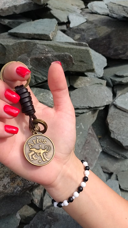 AuPra Aries Keyring – Amber Star Sign Gift