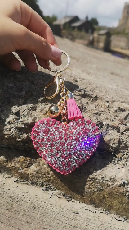 AuPra Crystal Heart Keyring – Blue Sparkle Charm – Valentine Keychain Gift
