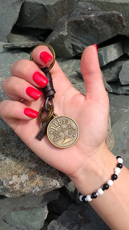AuPra Libra Keyring – Amber Star Sign Gift