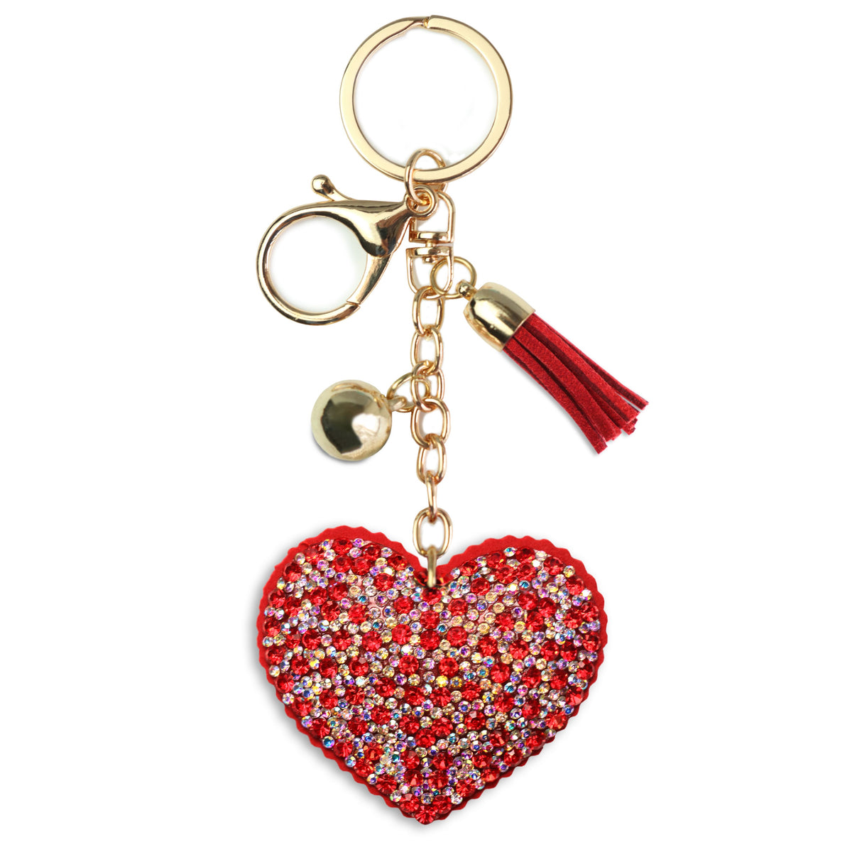 AuPra Crystal Heart Keyring – Red Sparkle Charm – Valentine Keychain Gift