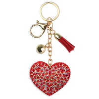 AuPra Crystal Heart Keyring – Red Sparkle Charm – Valentine Keychain Gift