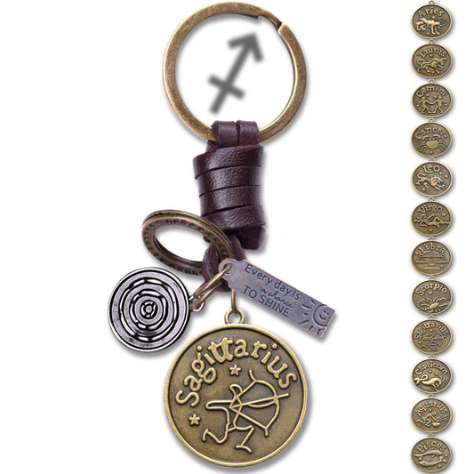 AuPra Sagittarius Keyring – Amber Star Sign - Zodiac Keychain Gift