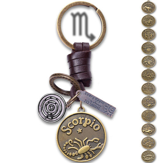 AuPra Scorpion Keyring – Amber Star Sign - Zodiac Keychain Gift