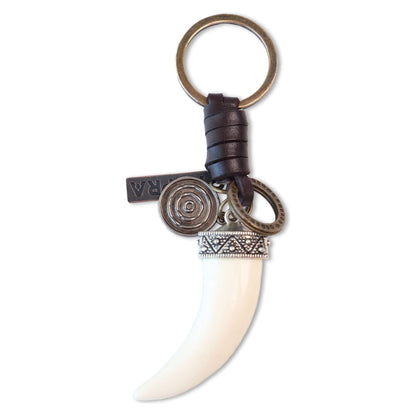 Fang Keychain Charm – Handmade Vintage Leather – Tooth Amulet Keyring-AuPra