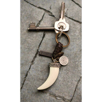 Fang Keychain Charm – Handmade Vintage Leather – Tooth Amulet Keyring-AuPra