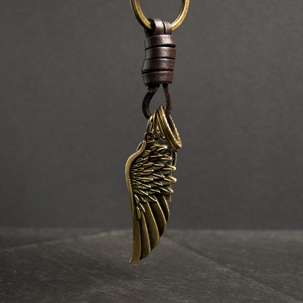 Angel Wing Keychain Charm – Handmade Vintage Leather – Guardian Angel Gift Keyring-AuPra