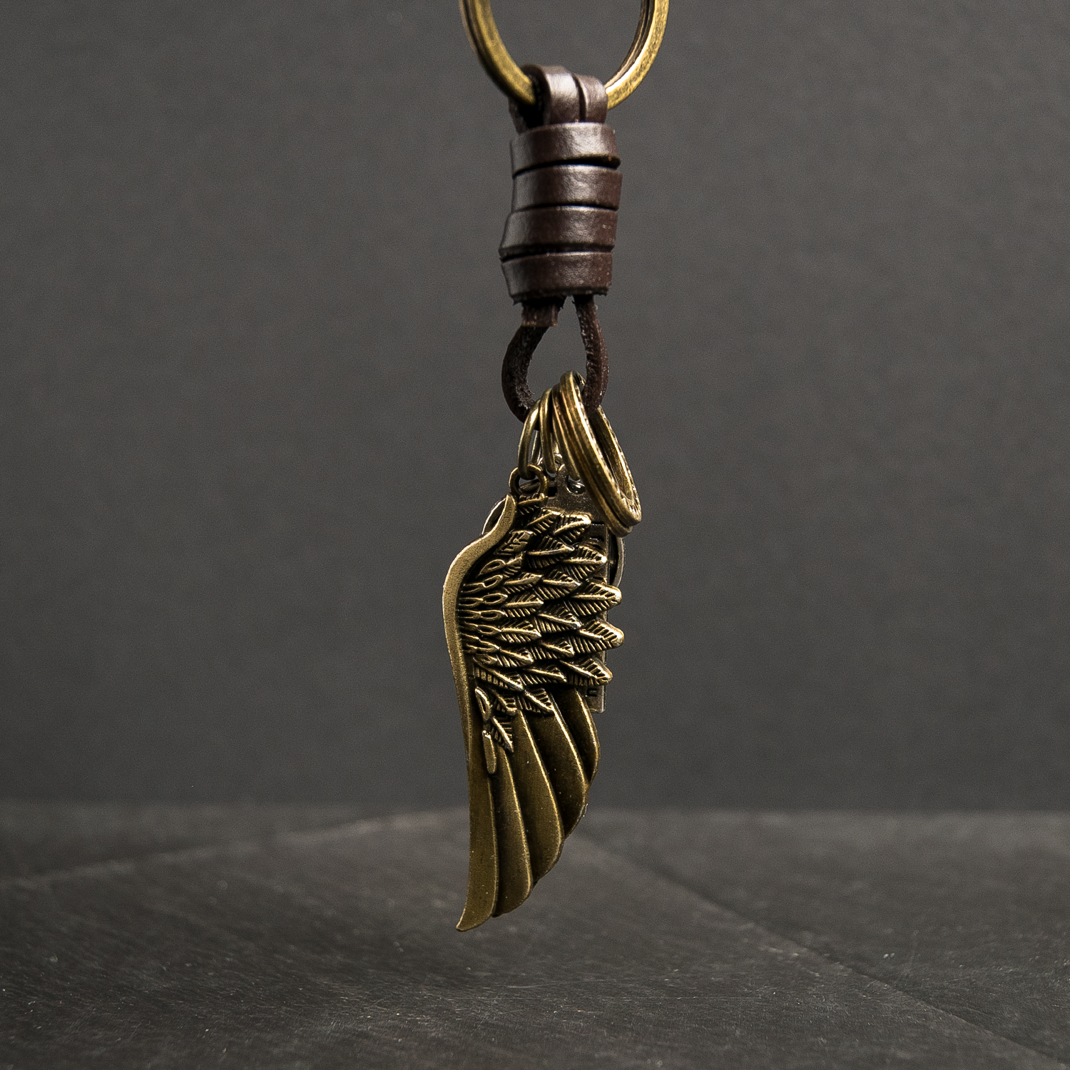 Angel Wing Keychain Charm – Handmade Vintage Leather – Guardian Angel Gift Keyring-AuPra