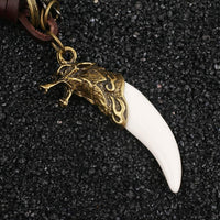 Wolf Fang Keychain Charm – Handmade Vintage Leather – Wolf Lover Gift Keyring-AuPra